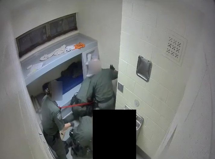 Surveillance footage from the Clark County Jail shows correction deputies restraining an inmate during an Aug. 13 incident. The footage was released by the Clark County Sheriff’s Office on Friday, March 18. 